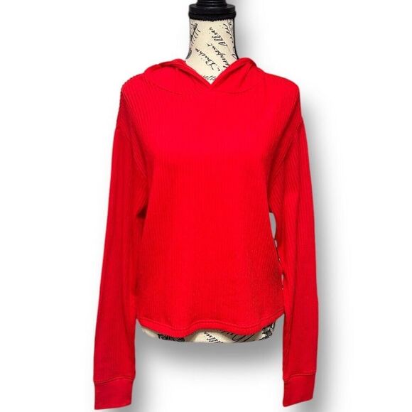 EleVen M Red Ribbed Hoodie Golf Tennis Pullover Stretch Athleisure Lounge NWT - Picture 6 of 10